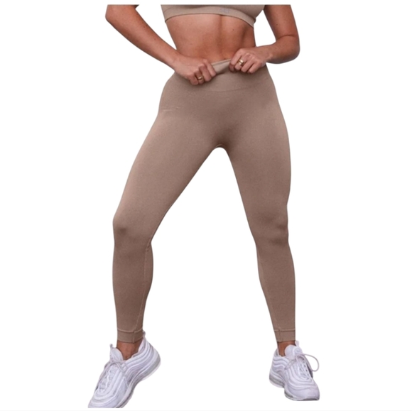 SET Active S Sculptflex Seamless Wide Waistband High Rise Power Legging Tan - Picture 1 of 12